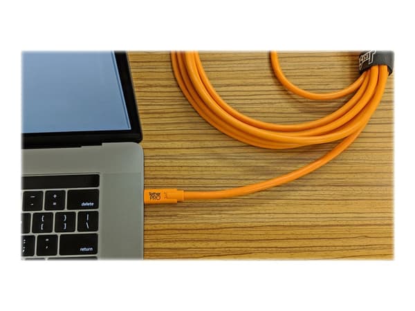 Tether Tools TetherPro - USB-kabel - 24 pin USB-C (hane) till mikro-USB typ B (hane) - USB 2.0 - 3 A - 4.6 m - högsynligt orange