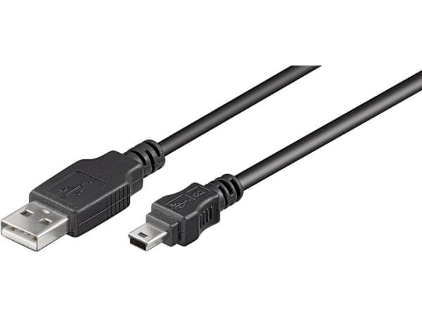 Goobay 50768, 3 m, USB A, Mini-USB B, USB 2.0, 0,48 Gbit/s, Svart