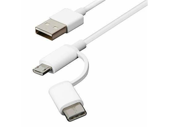 Xiaomi Mi 2-in-1 USB Cable (Micro USB to Type C) 100cm, 1 m, USB A, Micro-USB B, USB 2.0, Valkoinen