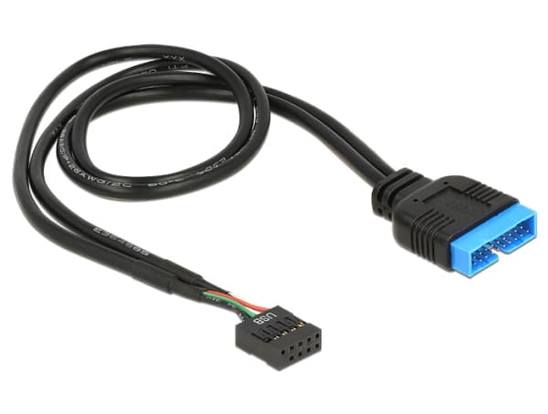 Delock - Intern USB-adapter - 9-stifts USB-överdel (hona) till 19-stifts USB 3.0-kontakt (hane) - 45 cm - svart