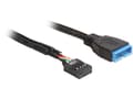 Miniatyrbild 2 av 5: Delock - Intern USB-adapter - 9-stifts USB-överdel (hona) till 19-stifts USB 3.0-kontakt (hane) - 45 cm - svart