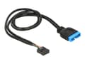 Miniatyrbild 1 av 5: Delock - Intern USB-adapter - 9-stifts USB-överdel (hona) till 19-stifts USB 3.0-kontakt (hane) - 45 cm - svart