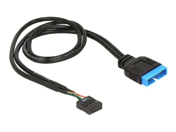 Delock - Intern USB-adapter - 9-stifts USB-överdel (hona) till 19-stifts USB 3.0-kontakt (hane) - 45 cm - svart