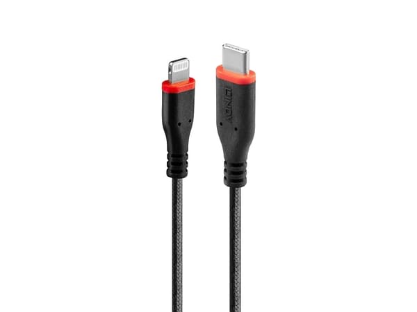 Lindy 31285, 0,5 m, Lightning, USB C, Uros, Uros, Musta
