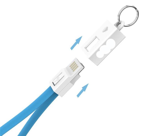 6 PAKKER! Micro USB/Android - oplader nøglering USB kabel bærbar!