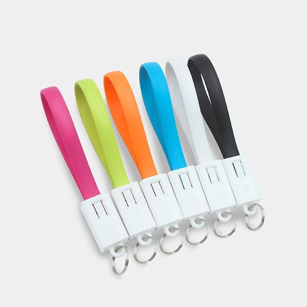 6 PAKKER! Micro USB/Android - oplader nøglering USB kabel bærbar!