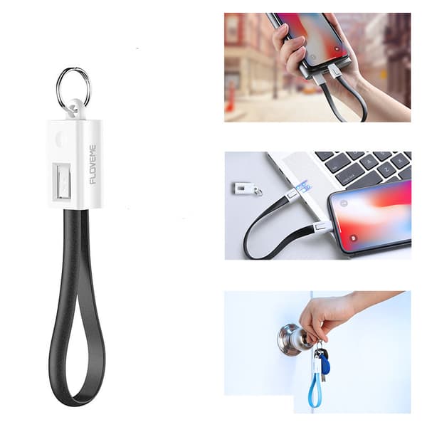 6 PAKKER! Micro USB/Android - oplader nøglering USB kabel bærbar!