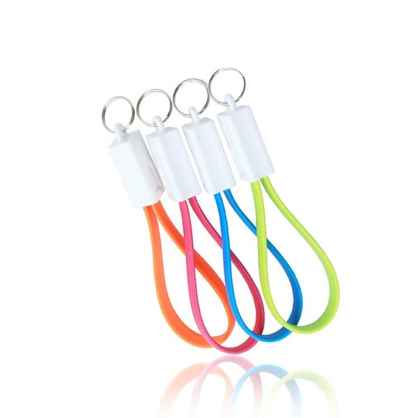 6 PAKKER! Micro USB/Android - oplader nøglering USB kabel bærbar! Sort One-size