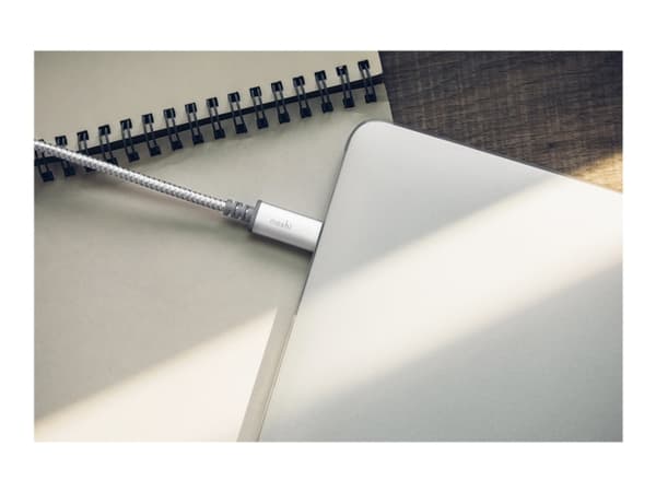 Moshi Integra - USB-kabel - 24 pin USB-C (hane) till 24 pin USB-C (hane) - USB 2.0 - 20 V - 5 A - 2 m - jetsilver