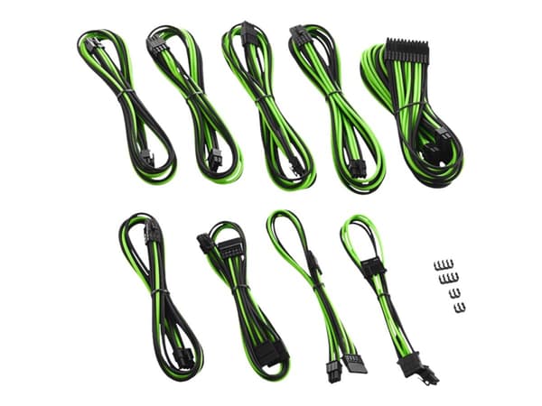 CableMod PRO ModMesh RT-Series Cable Kit - Strømkabelsett - svart, lys grønn