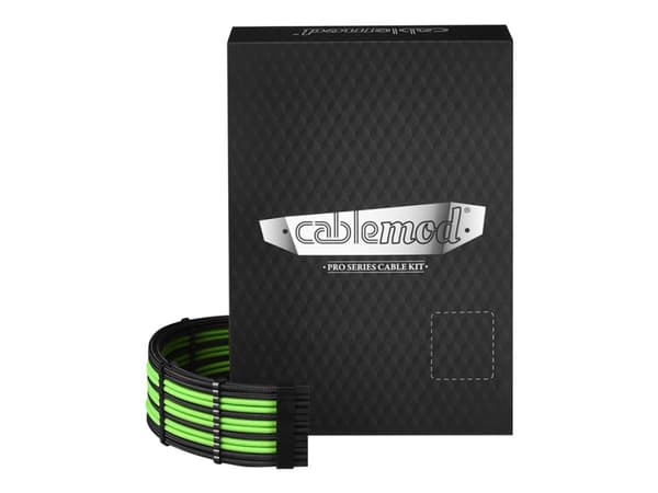 CableMod PRO ModMesh RT-Series Cable Kit - Strømkabelsett - svart, lys grønn
