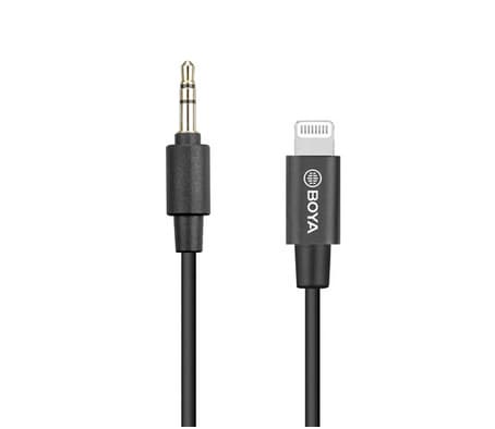 BOYA BY-K1 - Lightning til hodetelefonjakk-adapter - mini-phone stereo 3.5 mm hann til Lightning hann - 20 cm - svart