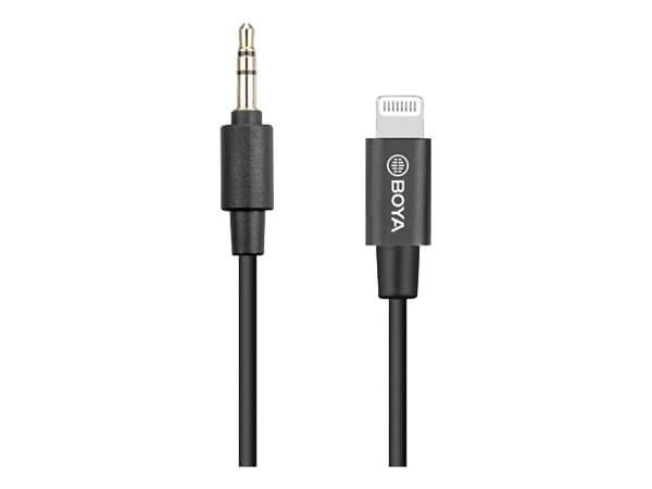 BOYA BY-K1 - Lightning til hodetelefonjakk-adapter - mini-phone stereo 3.5 mm hann til Lightning hann - 20 cm - svart