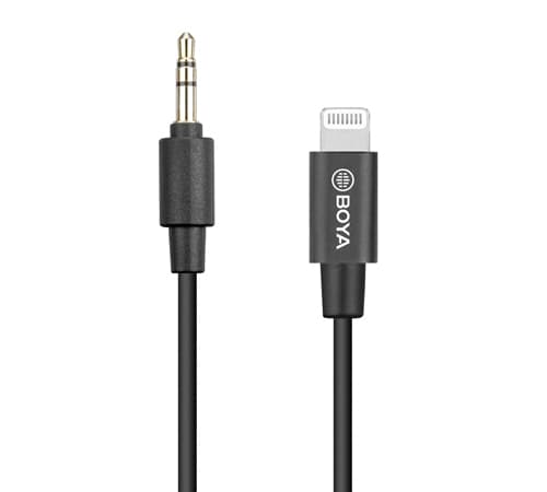 BOYA BY-K1 - Lightning til hodetelefonjakk-adapter - mini-phone stereo 3.5 mm hann til Lightning hann - 20 cm - svart