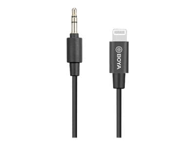 BOYA BY-K1 - Lightning til hodetelefonjakk-adapter - mini-phone stereo 3.5 mm hann til Lightning hann - 20 cm - svart