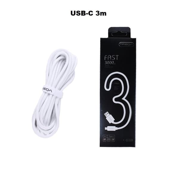 Treqa USB-C Kabel 3m (Vit)