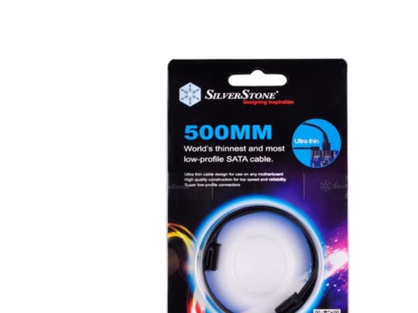 SilverStone CP11 - SATA-kabel - Serial ATA 150/300/600 - SATA (hunn) til SATA (hunn) - 50 cm - 90°-kontakt - svart