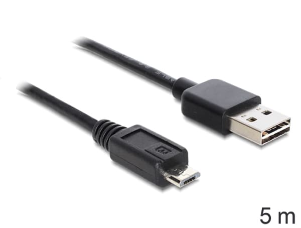 Delock EASY-USB - USB-kabel - mikro-USB typ B (hane) till USB (hane) - USB 2.0 - 5 m - svart