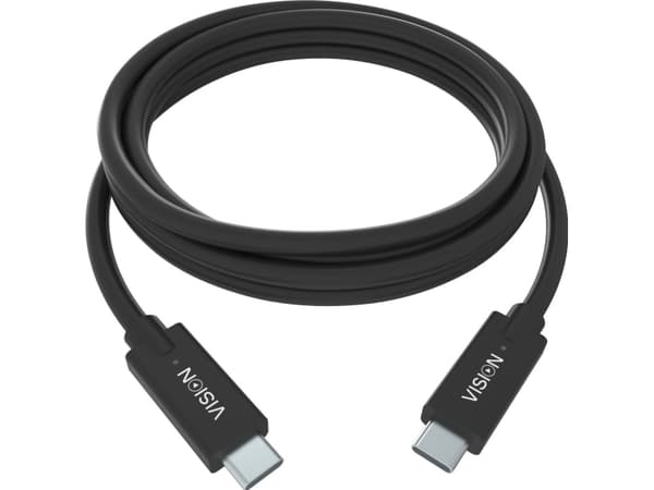 Vision Professional - USB-kabel - 24 pin USB-C (hane) till 24 pin USB-C (hane) - USB 3.1 Gen 2 / Thunderbolt 3 - 3 A - 1 m - reversibla kontakter - s