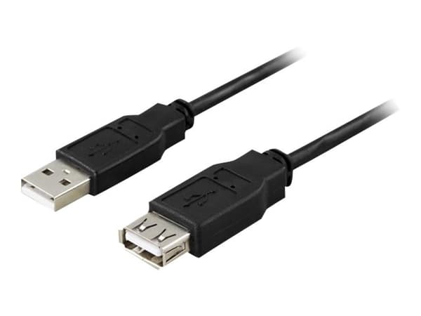 DELTACO USB2-12S - USB-förlängningskabel - USB (hane) till USB (hona) - USB 2.0 - 2 m - svart