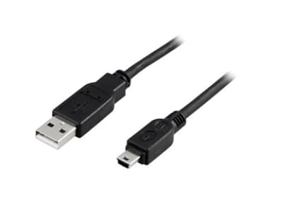 Deltaco USB 2.0 Cable A/mini B, 3m, 3 m, USB A, Mini-USB B, Uros/uros, 480 Mbit/s, Musta