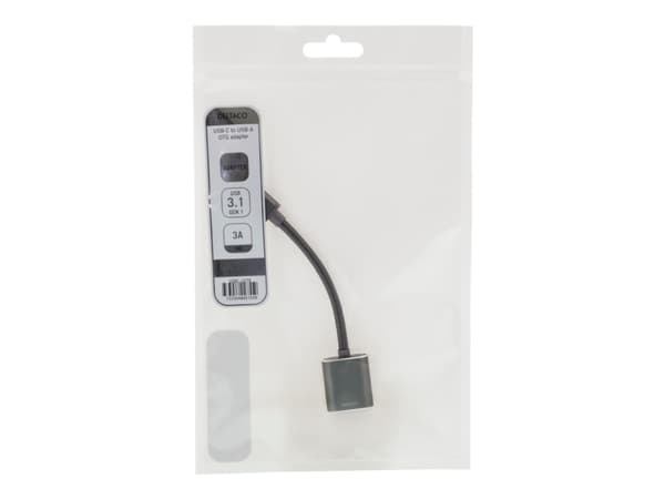 DELTACO - USB-adapter - 24 pin USB-C (hane) till USB typ A (hona) - USB 3.1 Gen1 OTG - 3 A - 11 cm - rymdgrå