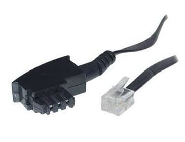 S-Conn 3m TAE F - RJ11, 3 m, TAE F, RJ11, Svart, Transparent, Hankoppling, Hankoppling