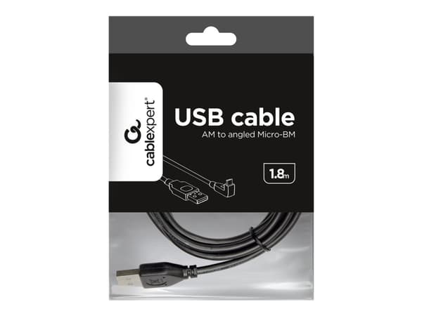 Gembird CCP-MUSB2-AMBM90-6 - USB-kaapeli - Micro-USB Type B (han) til USB (han) - 1,8 m - 90° stikforbindelse, formet - sortti