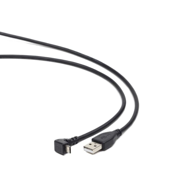Gembird CCP-MUSB2-AMBM90-6 - USB-kaapeli - Micro-USB Type B (han) til USB (han) - 1,8 m - 90° stikforbindelse, formet - sortti
