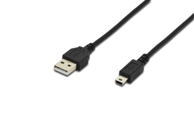 ASSMANN Basic - USB-kabel - mini-USB typ B (hane) till USB (hane) - USB 2.0 - 1.8 m - formpressad - svart