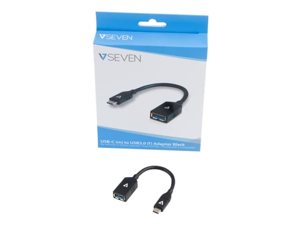 V7 V7U3C-BLK-1E USB-kaapeli 0,1 m USB 3.2 Gen 1 (3.1 Gen 1) USB C USB A Musta