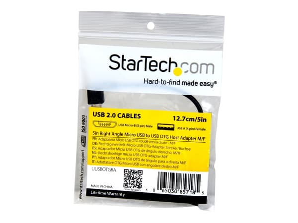 StarTech.com UUSBOTGRA USB-kabel 0,127 m USB 2.0 Micro-USB B USB A Sort