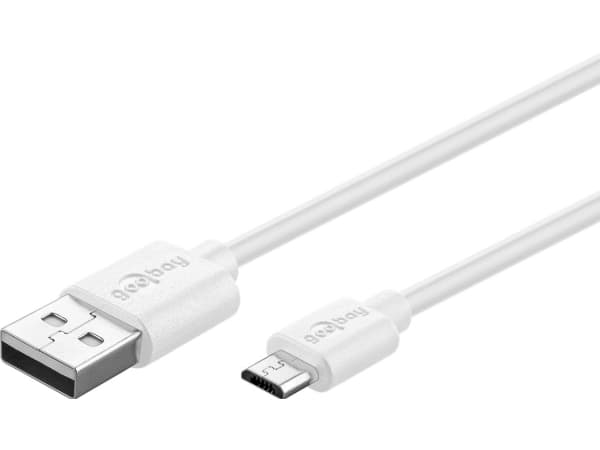 Goobay 77527, 1 m, USB A, Micro-USB B, USB 2.0, 480 Mbit/s, Hvit