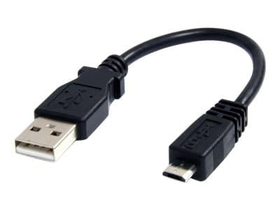 StarTech.com 6in Micro USB Cable - A to Micro B - USB to Micro B - USB 2.0 A Male to USB 2.0 Micro-B Male - 6-inches - Black (UUSBHAUB6IN) - USB-kabe