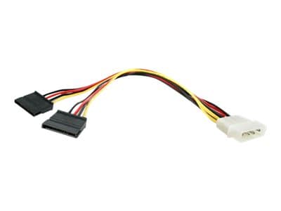 StarTech.com 12in LP4 to 2x SATA Power Y Cable Adapter - Molex to to Dual SATA Power Adapter Splitter - Strømadapter - 4-pin intern strøm (hann) til