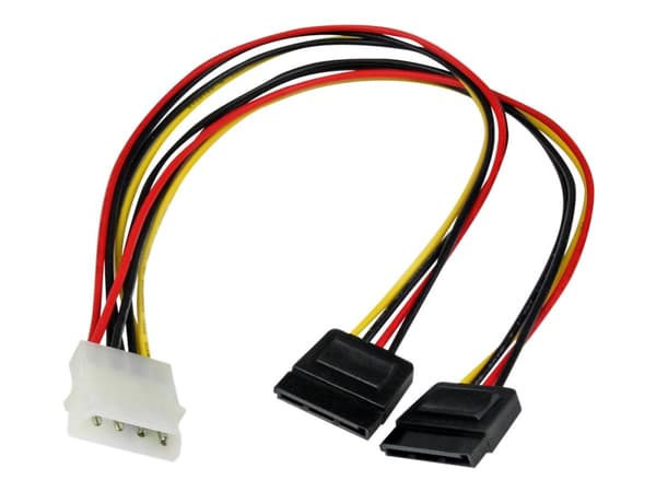 StarTech.com 12in LP4 to 2x SATA Power Y Cable Adapter - Molex to to Dual SATA Power Adapter Splitter - Strømadapter - 4-pin intern strøm (hann) til