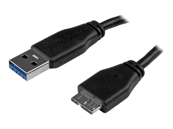 StarTech.com Slim Micro USB 3.0 kabel – 0,5 m - USB-kabel - Micro-USB typ B (hane) till USB typ A (hane) - USB 3.0 - 50 cm - formpressad - svart - fö