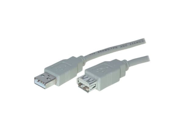 S-Conn USB 2.0 1.8m, 1,8 m, USB A, USB A, USB 2.0, Hane/Hona, Grå