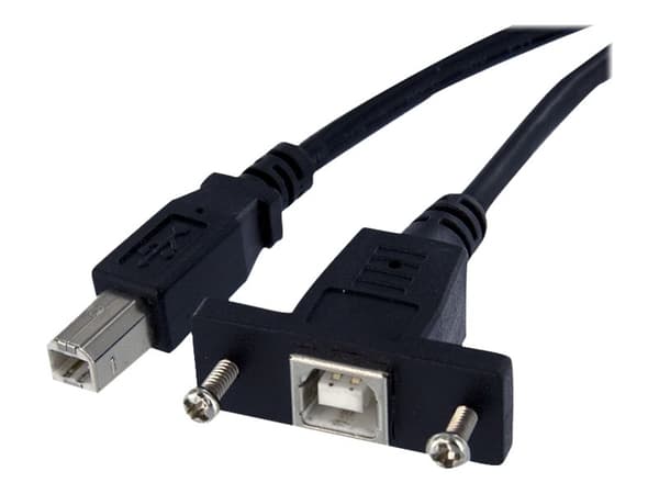 StarTech.com 1 ft Panel Mount USB Cable B to B - F/M - USB cable - USB Type B (F) to USB Type B (M) - USB 2.0 - 1 ft - molded, thumbscrews - black -