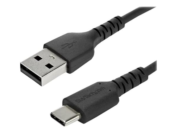 StarTech.com 2m USB A to USB C Charging Cable, Durable Fast Charge & Sync USB 2.0 to USB Type C Data Cord, Rugged TPE Jacket Aramid Fiber M/M 3A Blac
