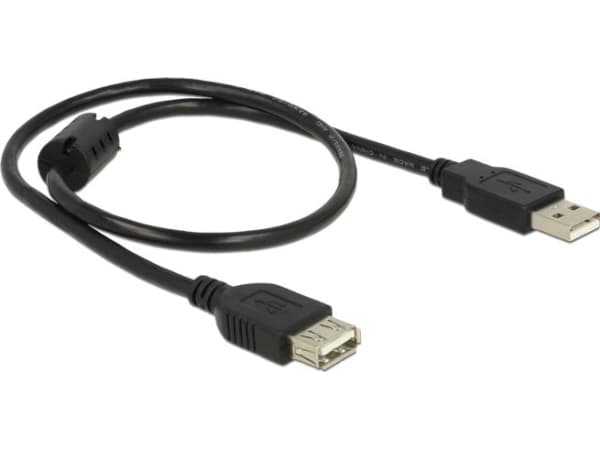 Delock - USB-forlengelseskabel - USB (hunn) til USB (hann) - USB 2.0 - 50 cm - formstøpt - svart