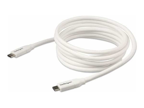 StarTech.com USB C to USB C Cable - 6 ft / 2m - 5A PD - M/M - White - USB 2.0 - USB-IF Certified - USB Type C Cable - USB C Charging Cable (USB2C5C2M