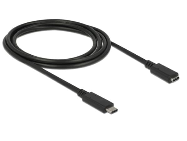 Delock - USB-förlängningskabel - 24 pin USB-C (hane) till 24 pin USB-C (hona) - USB 3.1 Gen 1 - 3 A - 2 m - svart
