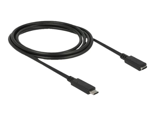 Delock - USB-förlängningskabel - 24 pin USB-C (hane) till 24 pin USB-C (hona) - USB 3.1 Gen 1 - 3 A - 2 m - svart