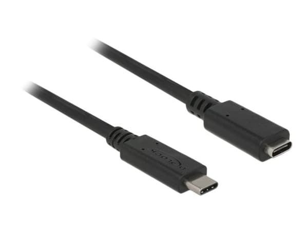 Delock - USB-förlängningskabel - 24 pin USB-C (hane) till 24 pin USB-C (hona) - USB 3.1 Gen 1 - 3 A - 2 m - svart