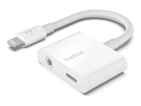 Belkin RockStar, Valkoinen, Lightning, Lightning + 3.5mm, Uros, Naaras