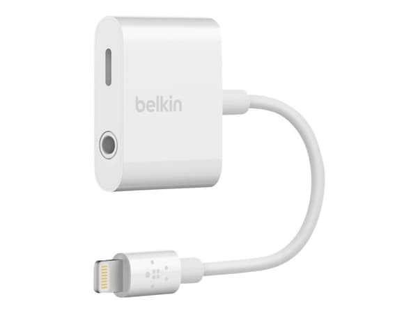 Belkin RockStar, Valkoinen, Lightning, Lightning + 3.5mm, Uros, Naaras