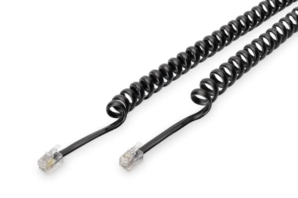 ASSMANN - Telefonkabel - RJ-10 (hane) till RJ-10 (hane) - 2 m - oskärmad - platt - svart