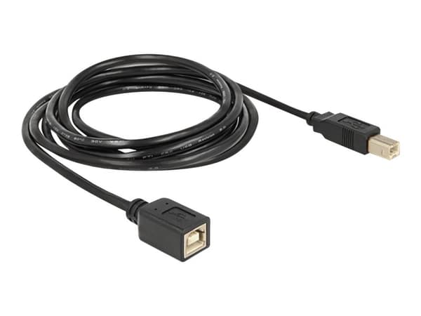 Delock - USB-förlängningskabel - USB typ B (hona) till USB typ B (hane) - 2 m - svart