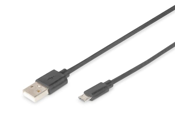 DIGITUS - USB-kaapeli - USB (uros) - Micro-USB Type B (uros) - USB 2.0 - 1,8 m - muotoiltu - musta